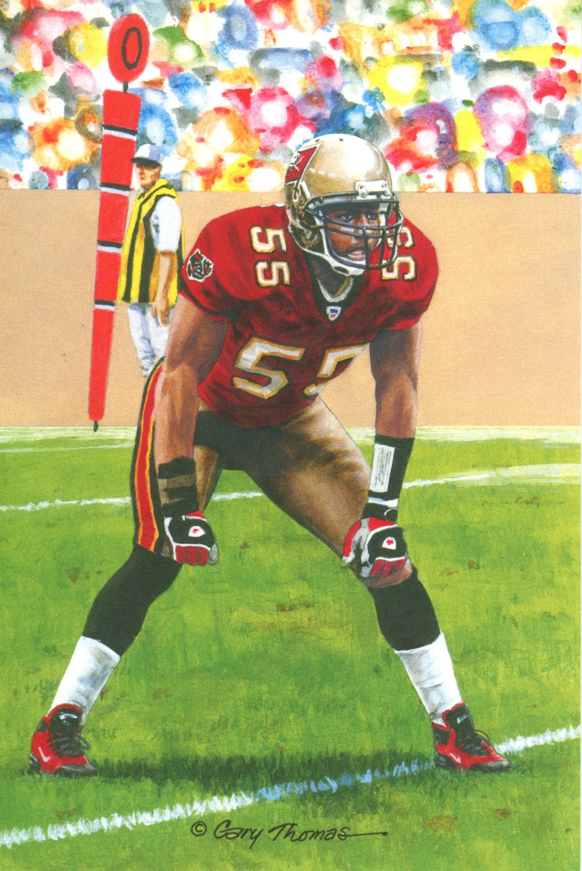 Derrick Brooks Tampa Bay Buccaneers Goal Line Art Card Class of 2014 58043