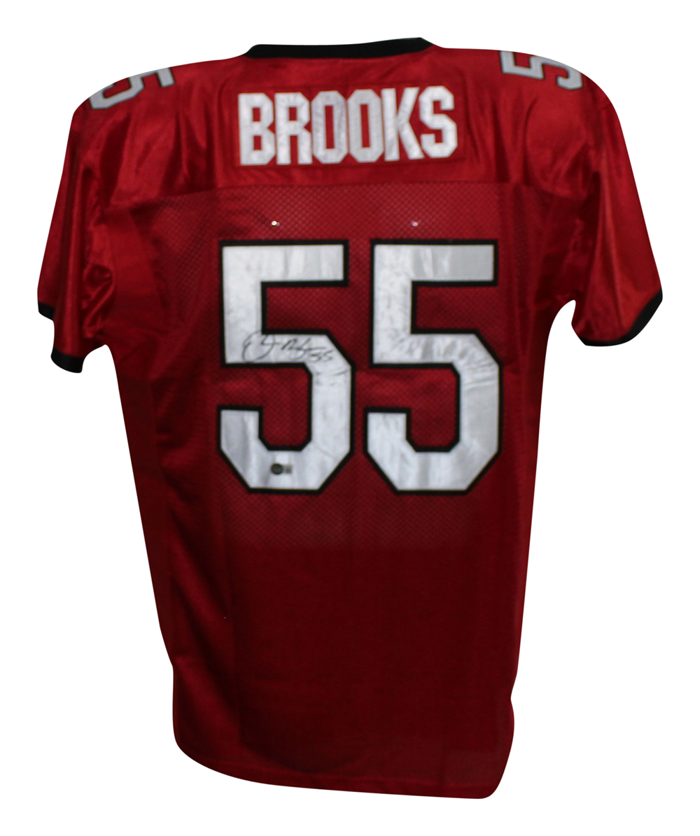 Derrick Brooks Autographed/Signed Pro Style Red XL Jersey BAS