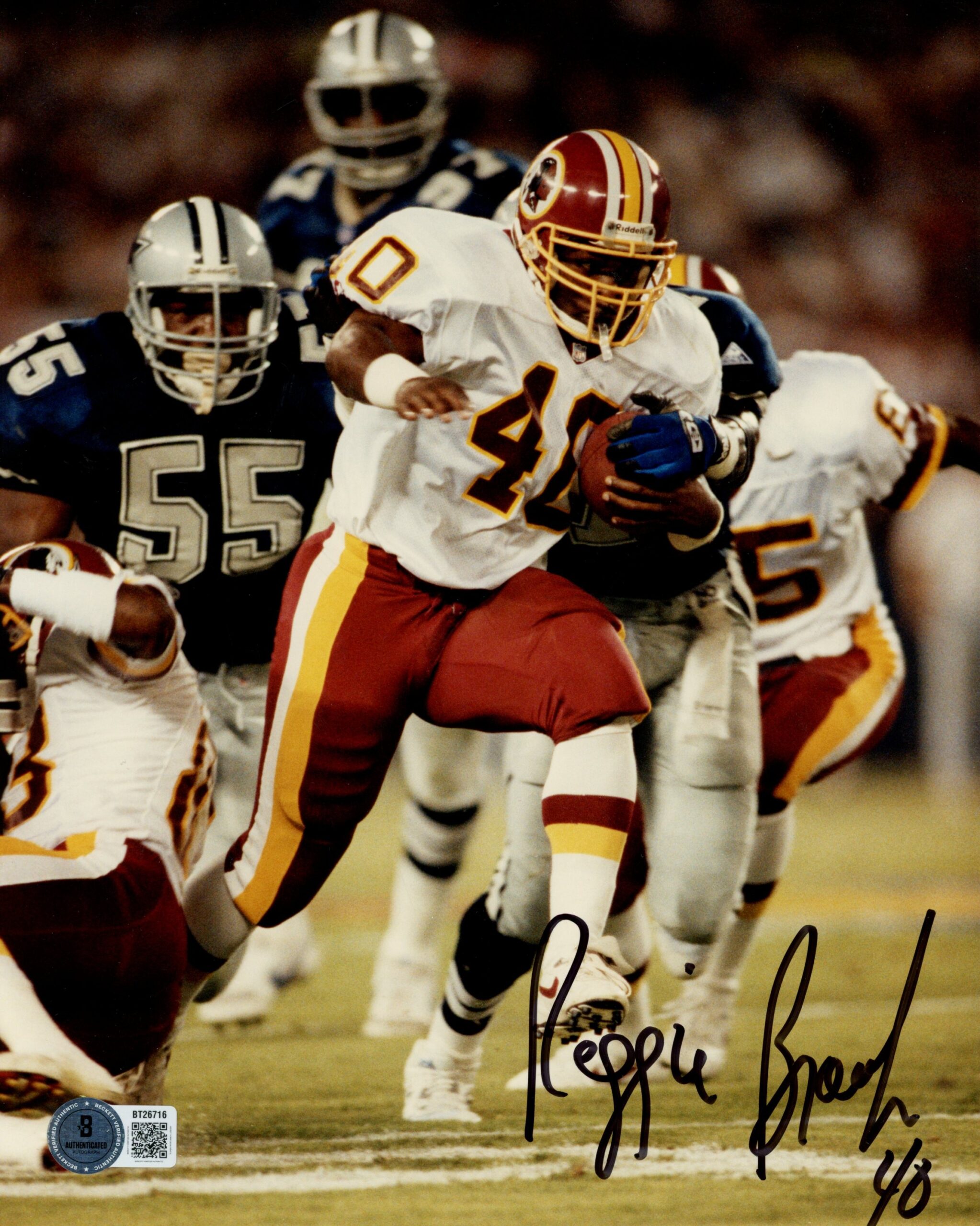 Reggie Brooks Autographed Washington Redskins 8x10 Photo Beckett 56825