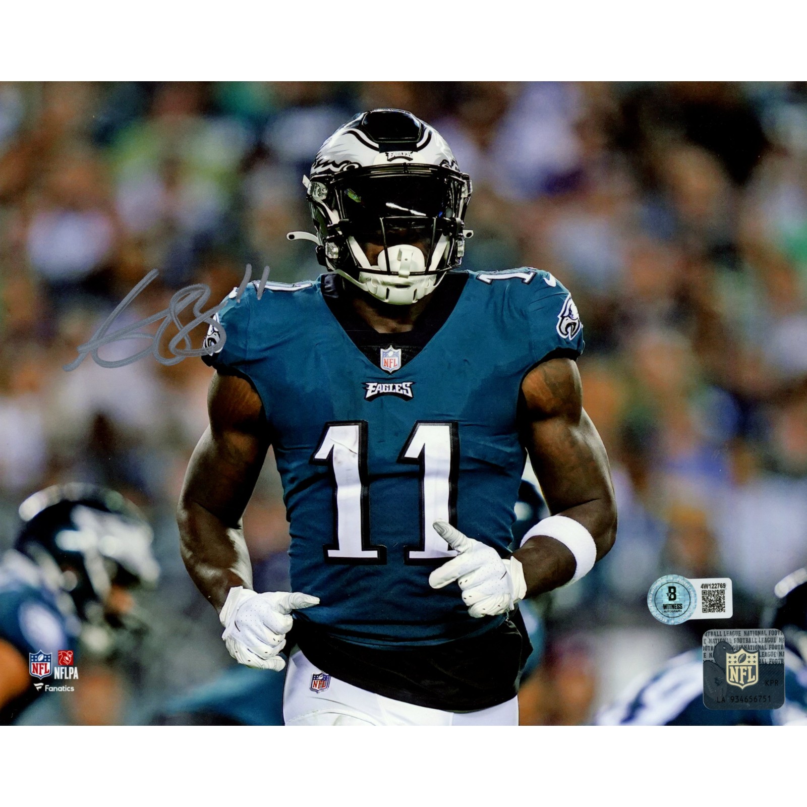 AJ Brown Autographed/Signed Philadelphia Eagles 8x10 Photo Beckett Witness 54029