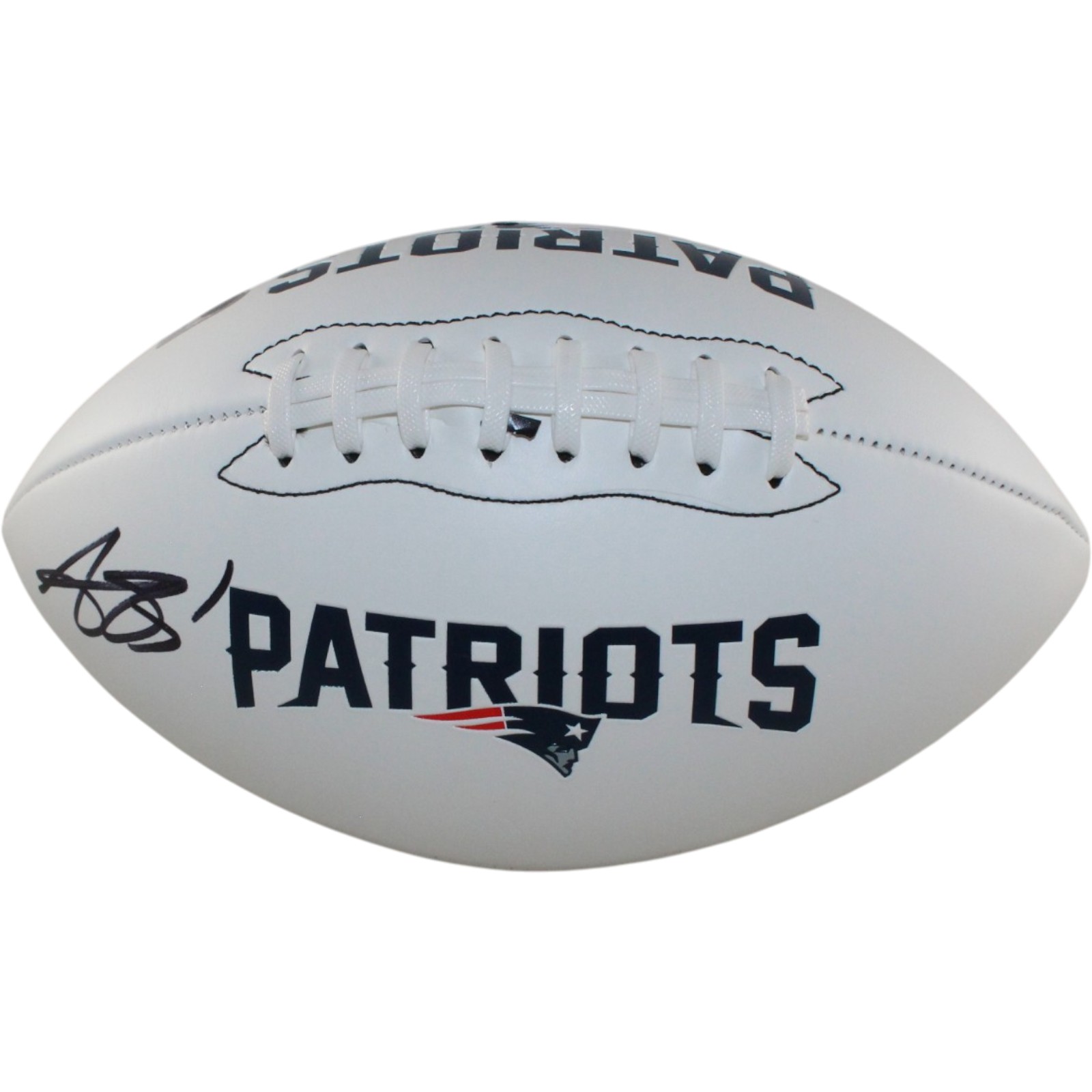 AJ Brown Autographed New England Patriots Logo Football Beckett Witnessed 57964