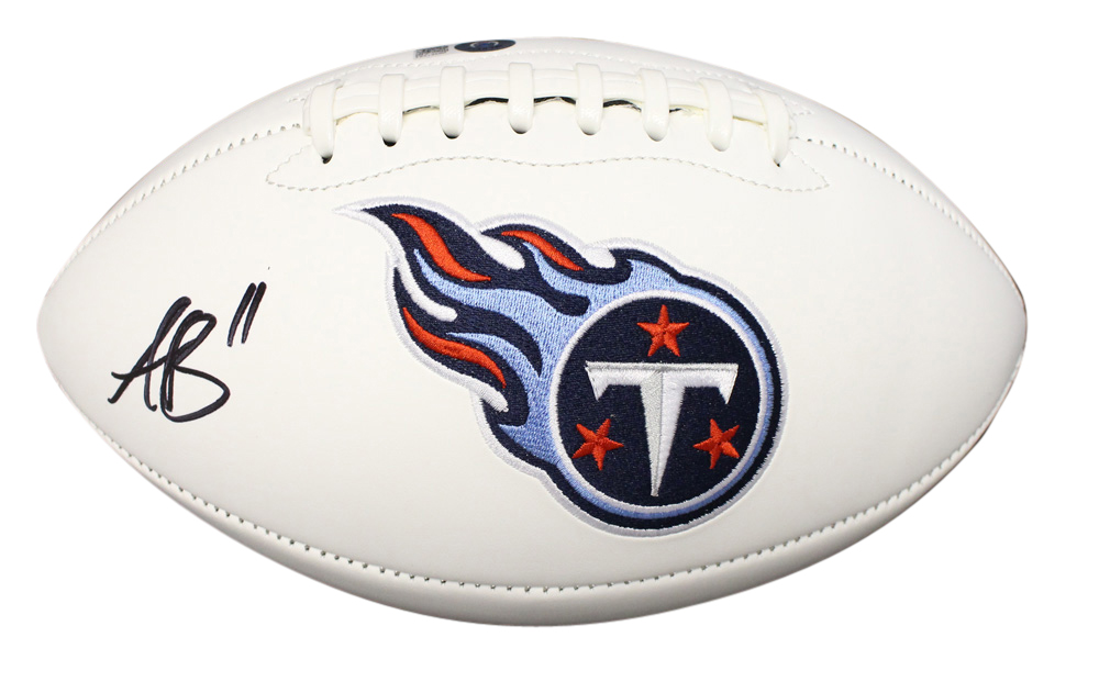 AJ Brown Autographed Tennessee Titans Logo Football Beckett BAS