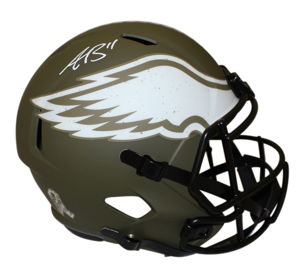 AJ Brown Autographed Philadelphia Eagles F/S Salute Helmet Beckett