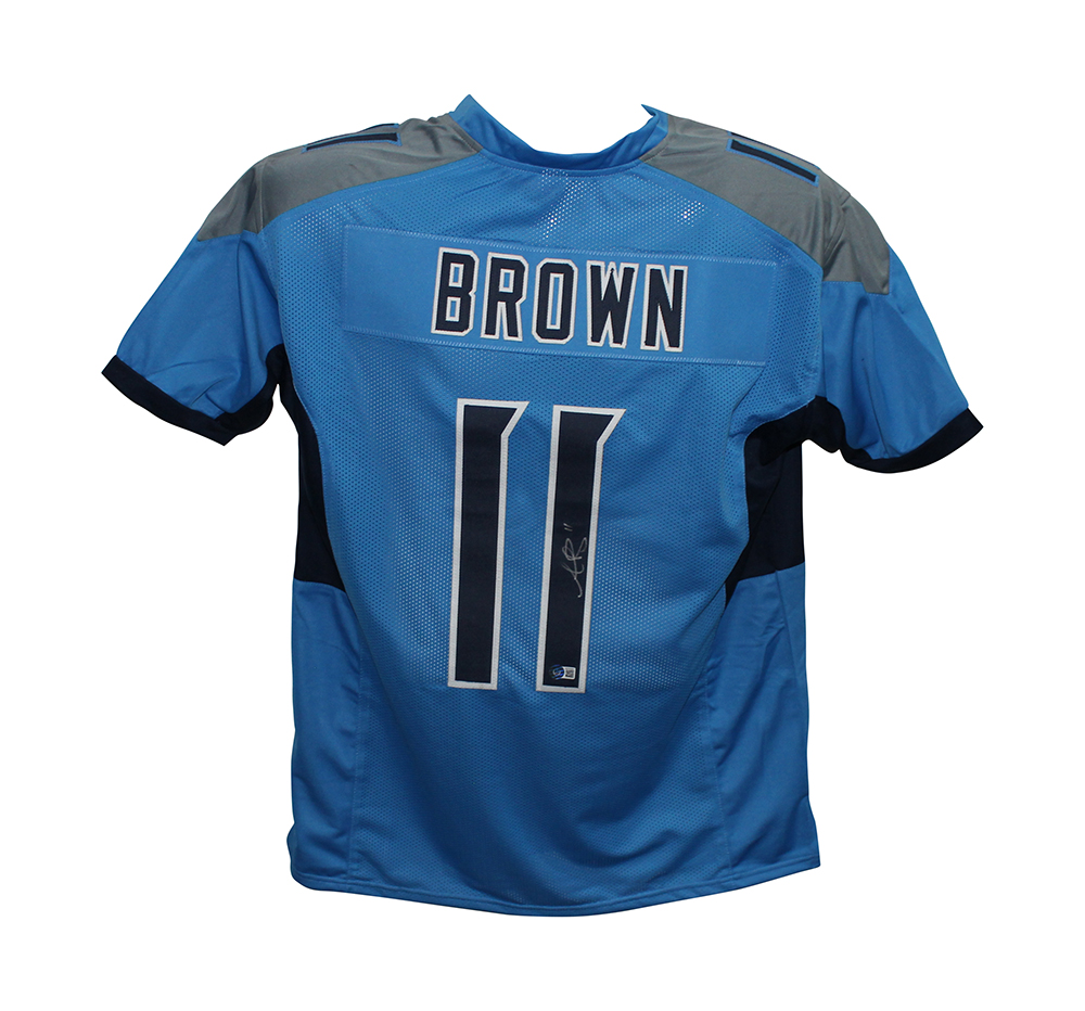 AJ Brown Autographed/Signed Pro Style Blue XL Jersey Beckett BAS