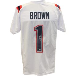 AJ Brown Autographed/Signed Pro Style Sz XL White Jersey Beckett Witnessed 57962