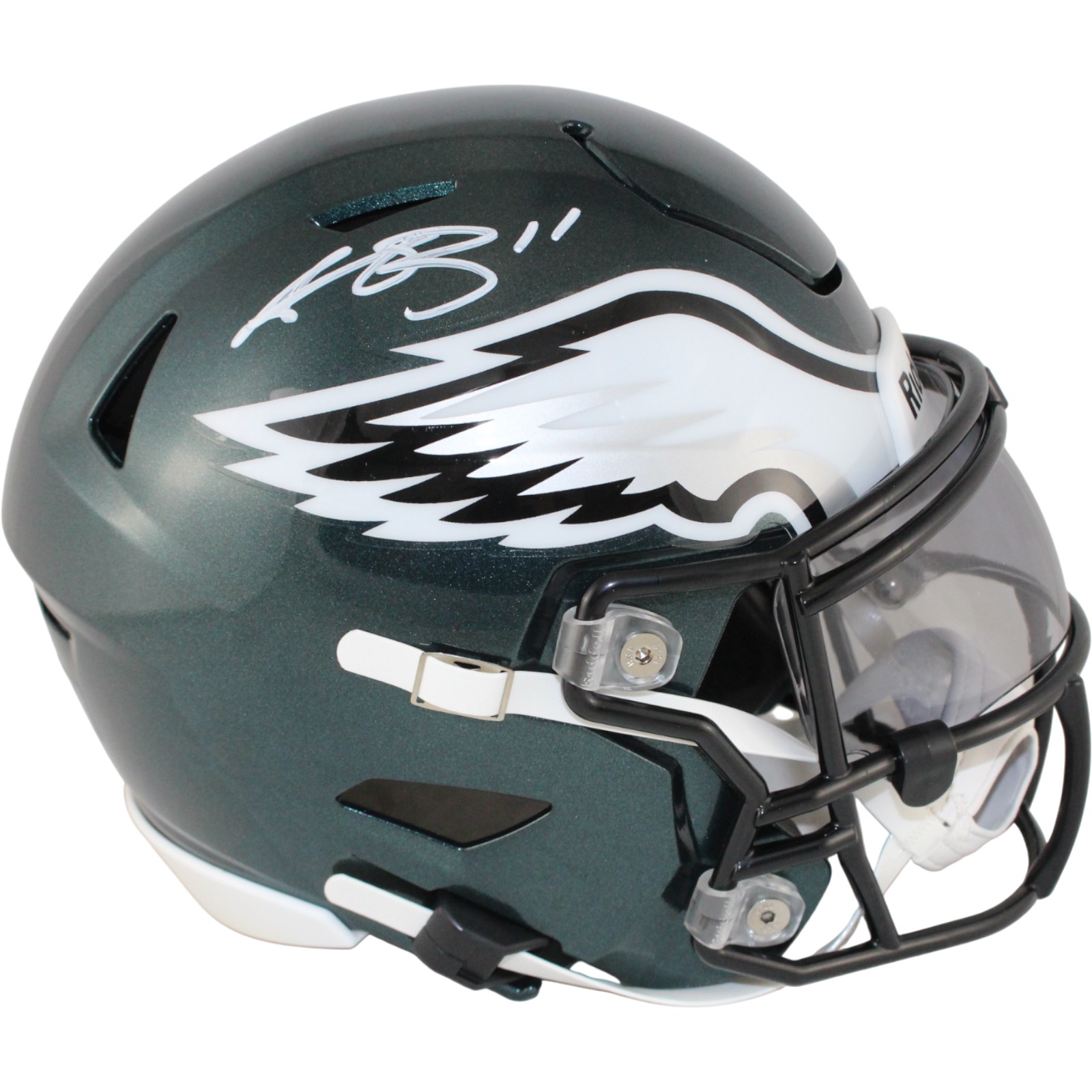 AJ Brown Autographed Philadelphia Eagles Mid-Size Midi Helmet Beckett W 54028