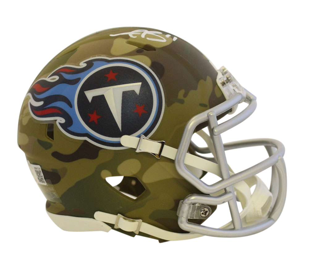 AJ Brown Autographed/Signed Tennessee Titans Camo Mini Helmet BAS