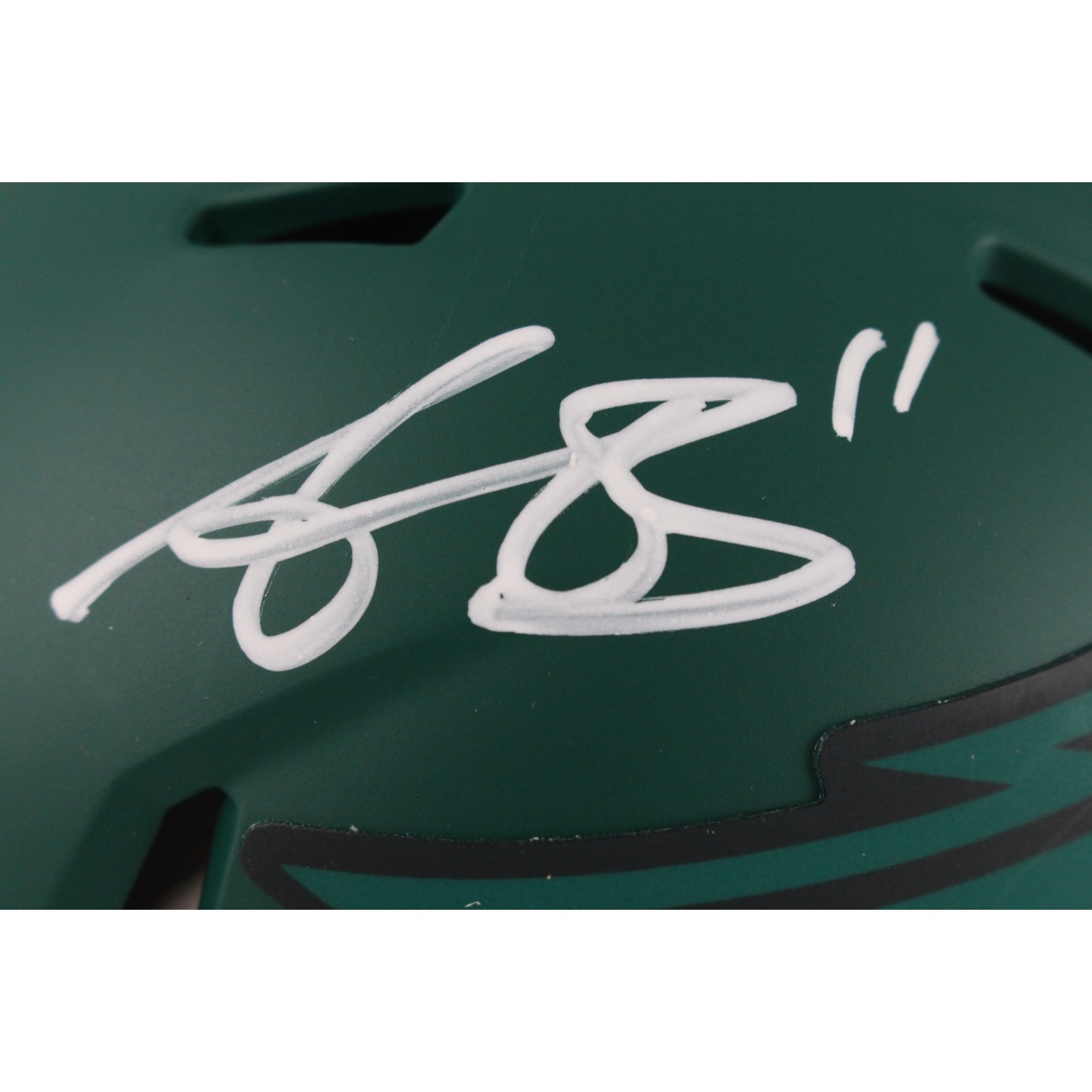 AJ Brown Autographed Philadelphia Eagles Rave Mini Helmet Beckett Witness 49801
