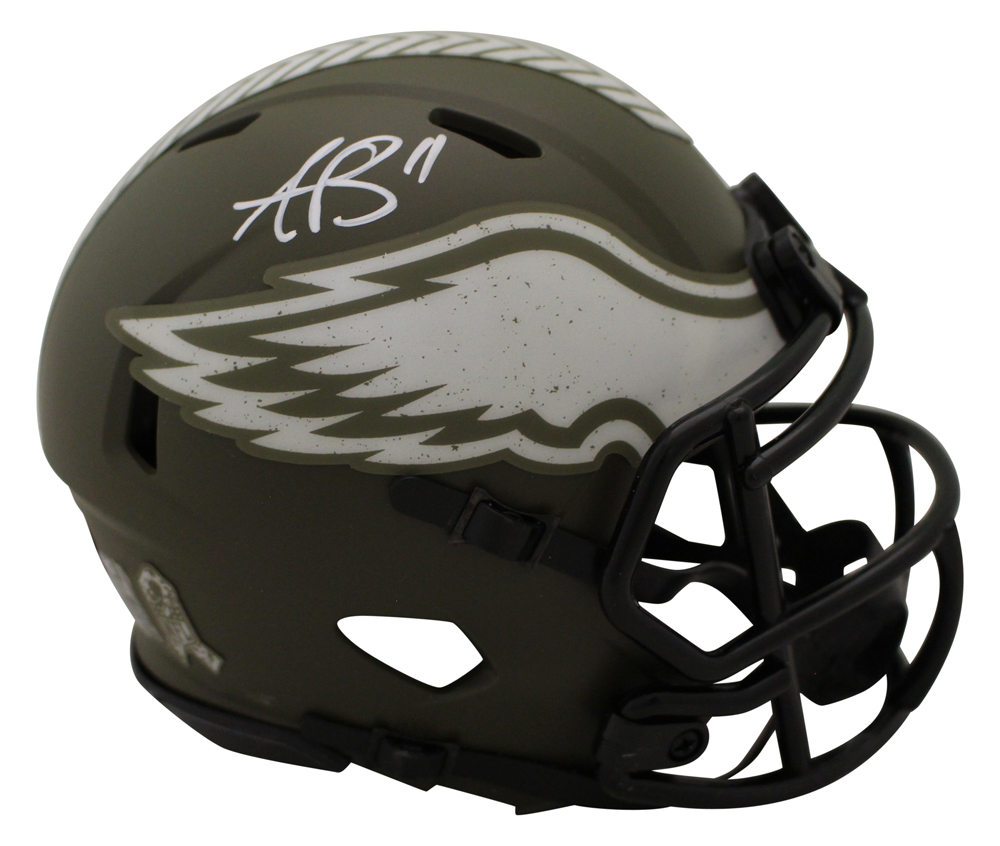AJ Brown Signed Philadelphia Eagles Salute Speed Mini Helmet Beckett
