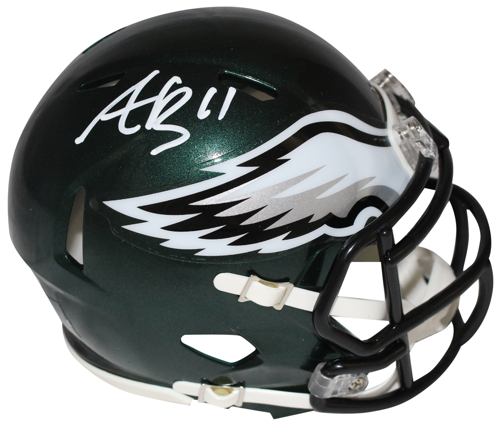 Aj Brown Autographed/Signed Philadelphia Eagles Spd Mini Helmet Beckett 