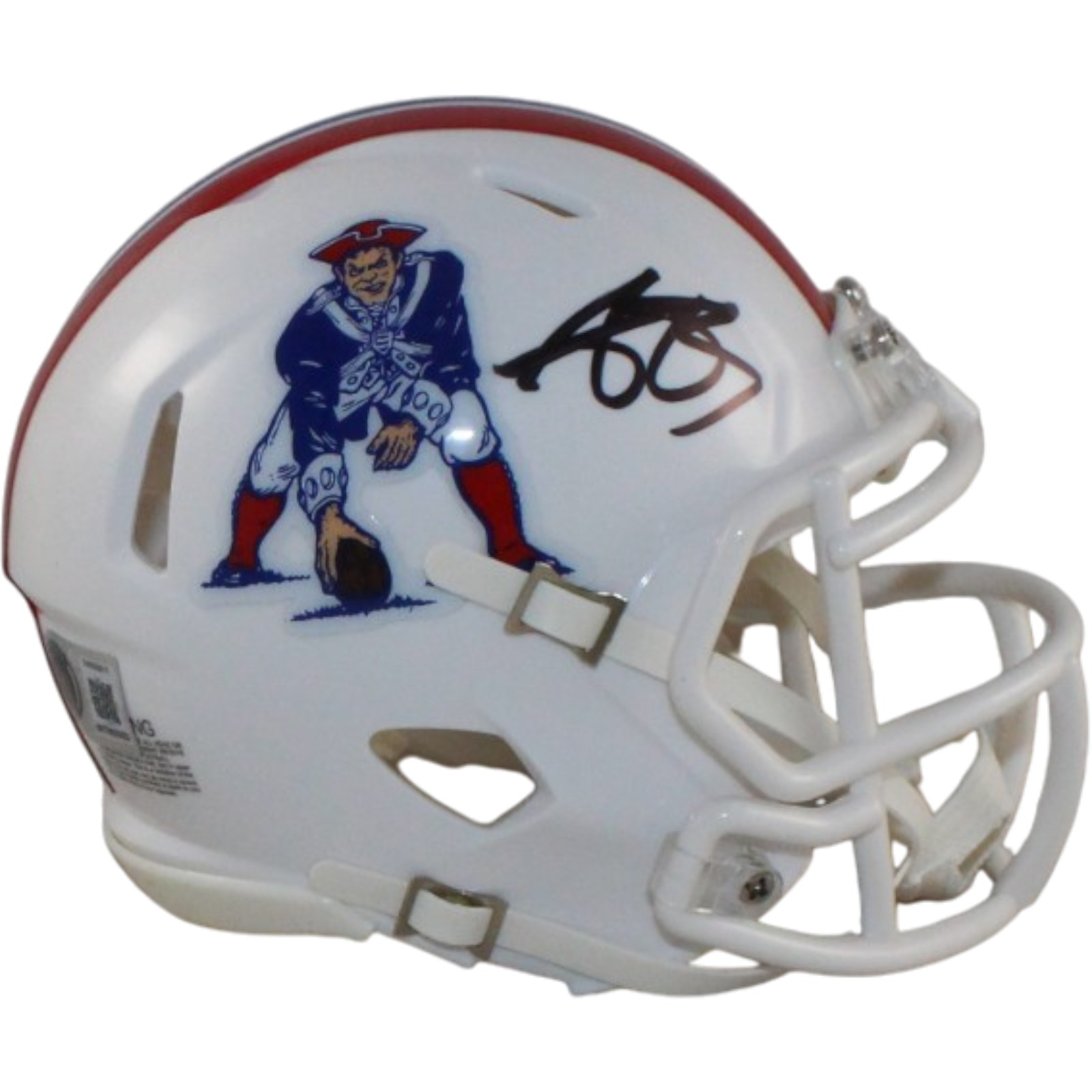 AJ Brown Signed New England Patriots 82-89 TB Mini Helmet Beckett WIT 57965 1 AJ Brown Signed New England Patriots 82-89 TB Mini Helmet Beckett WIT 57965