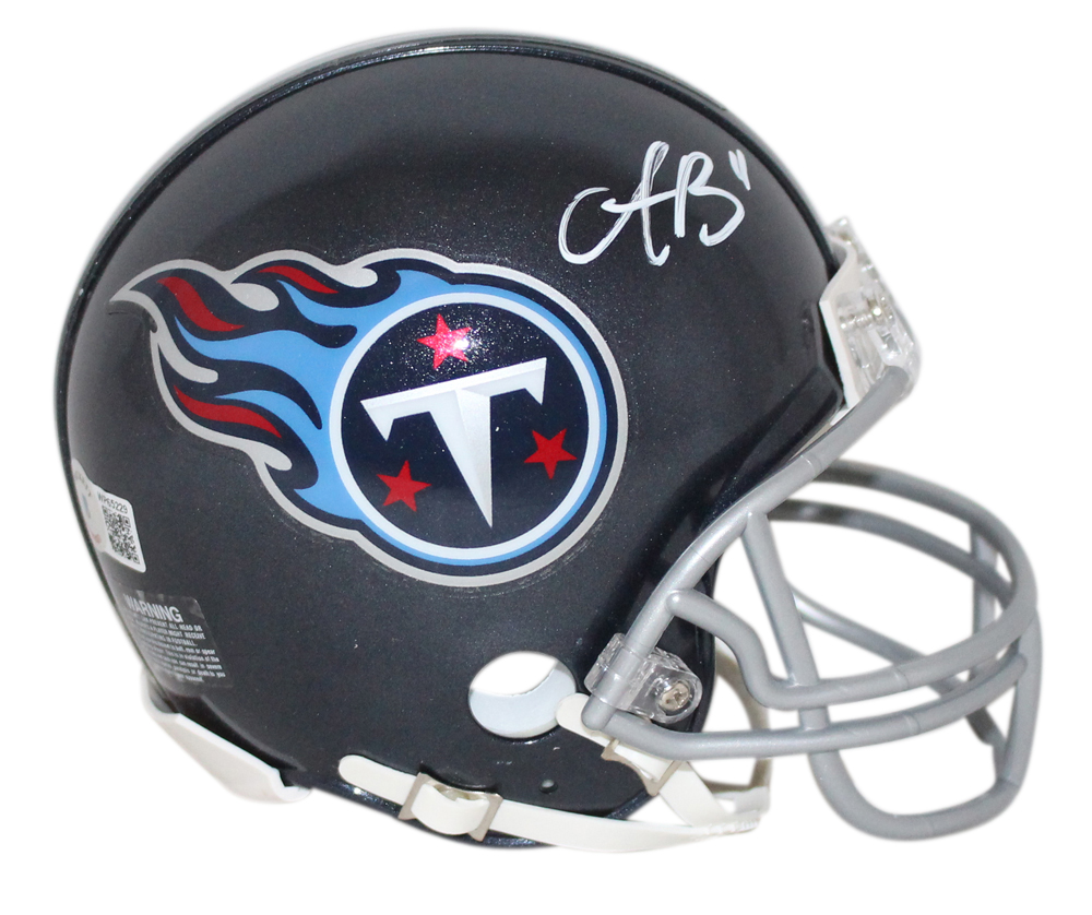 AJ Brown Autographed/Signed Tennessee Titans VSR4 2018 Mini Helmet BAS