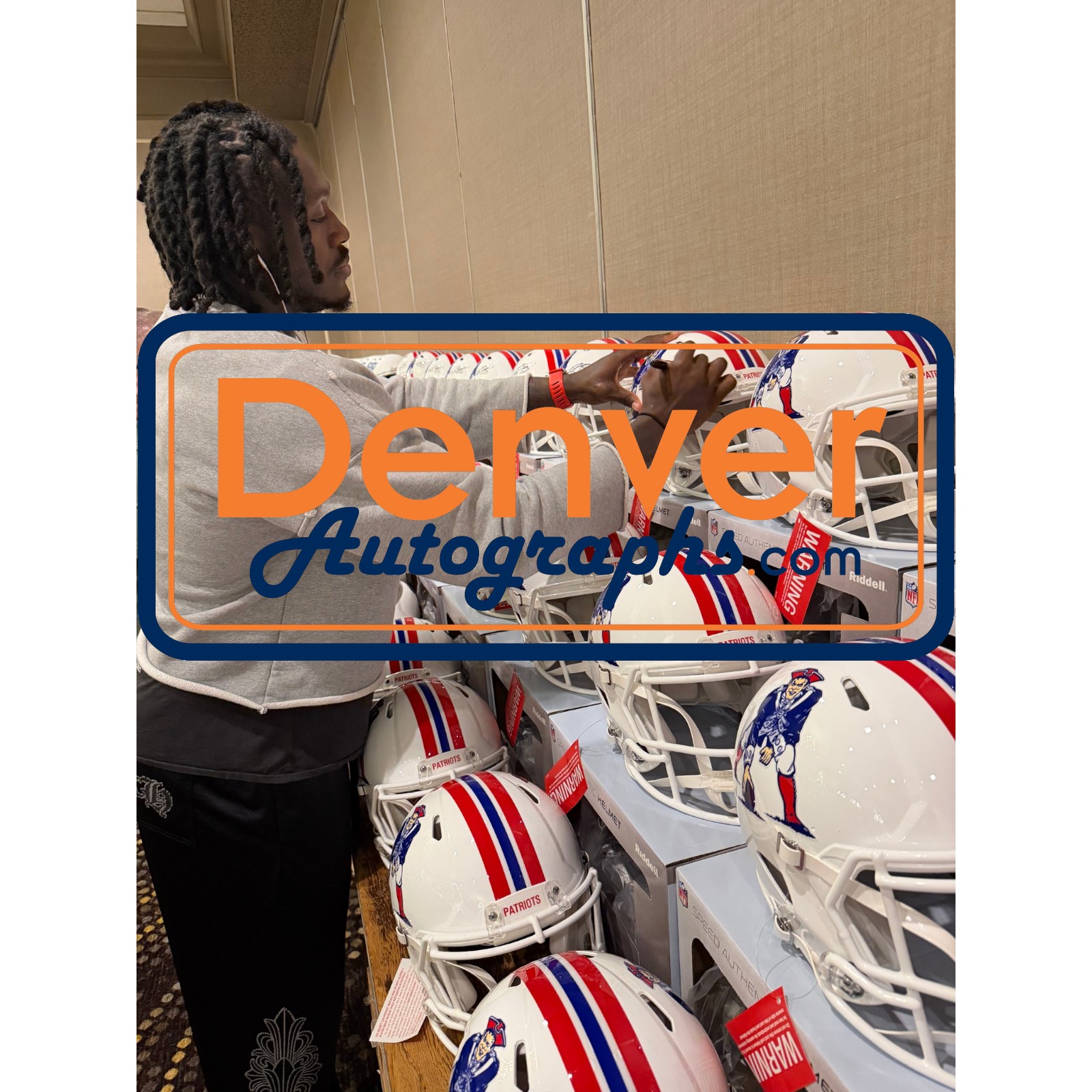 AJ Brown Signed New England Patriots 82-89 TB Authentic Helmet Beckett WIT 57975 7 AJ Brown Signed New England Patriots 82-89 TB Authentic Helmet Beckett WIT 57975