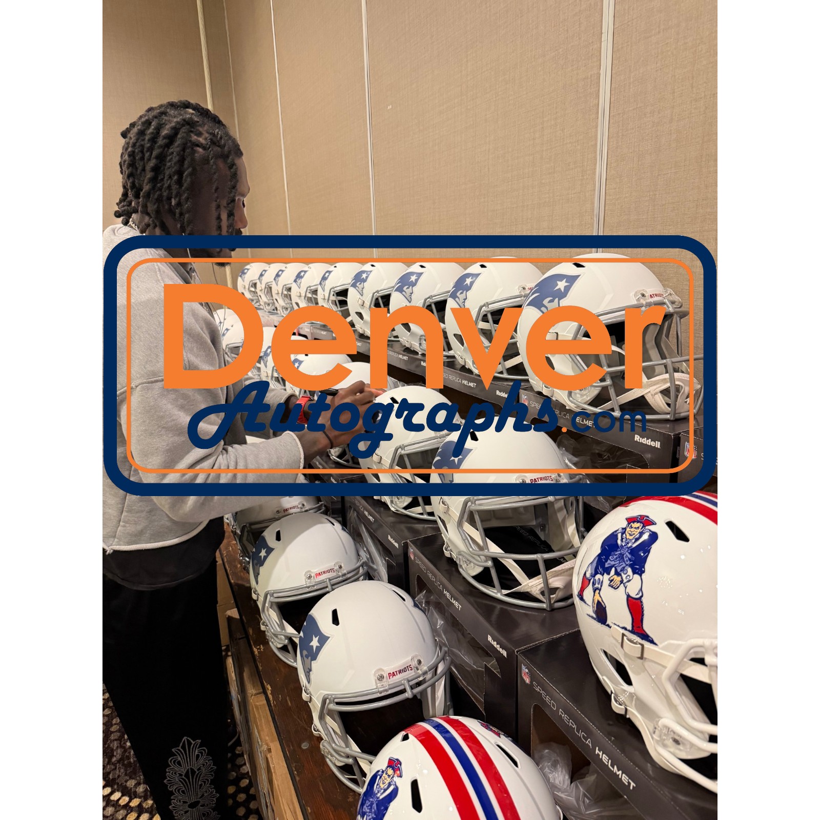 AJ Brown Signed New England Patriots F/S Rivalries Helmet Beckett WIT 57979 7 AJ Brown Signed New England Patriots F/S Rivalries Helmet Beckett WIT 57979