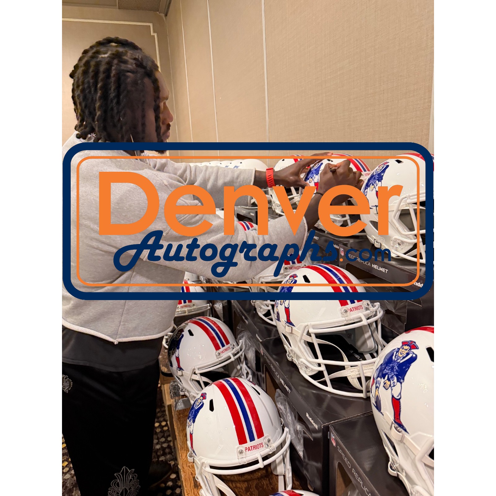 AJ Brown Signed New England Patriots F/S 82-89 TB Helmet Beckett WIT 57978 7 AJ Brown Signed New England Patriots F/S 82-89 TB Helmet Beckett WIT 57978