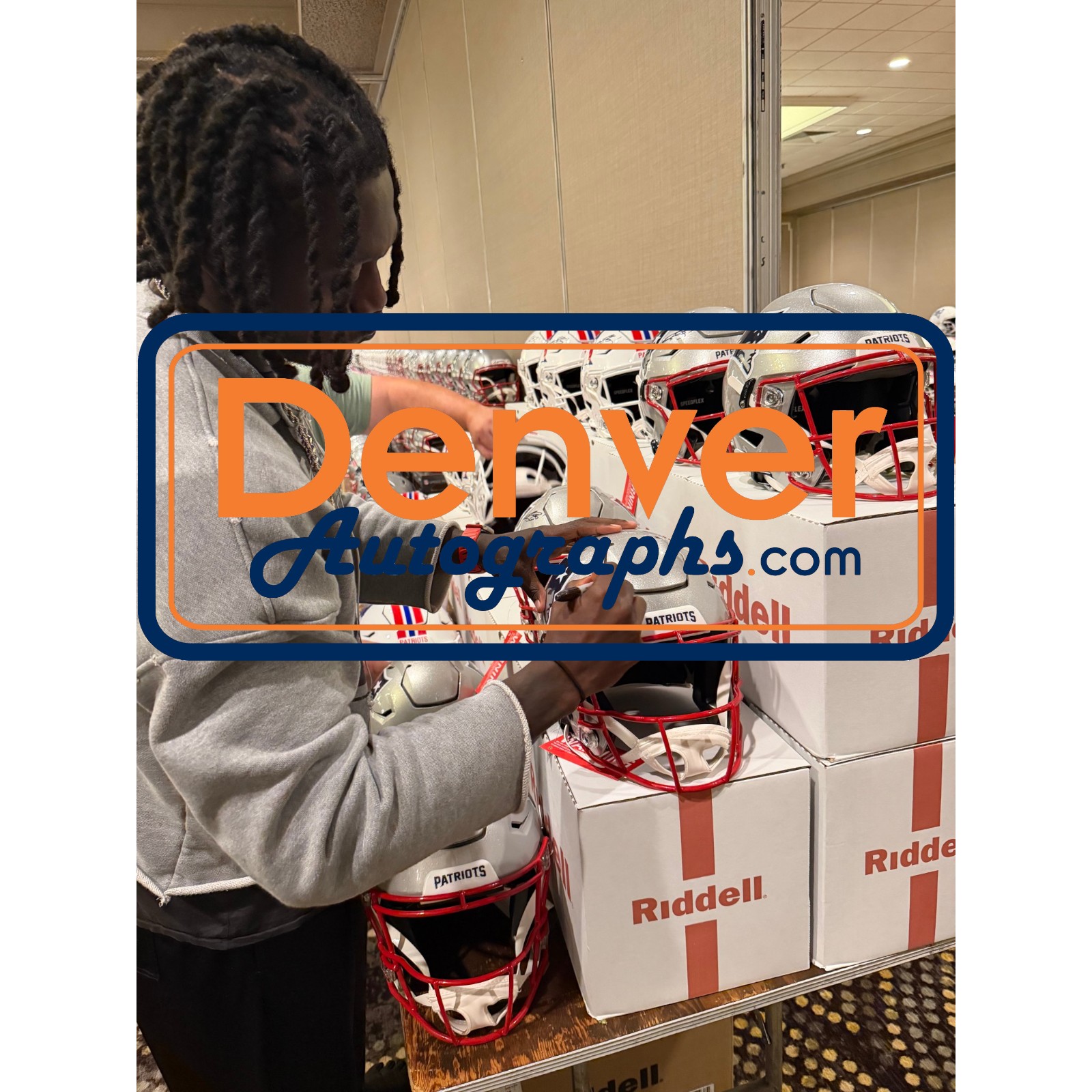 AJ Brown Autographed New England Patriots SpeedFlex Helmet Beckett WIT 57981 7 AJ Brown Autographed New England Patriots SpeedFlex Helmet Beckett WIT 57981