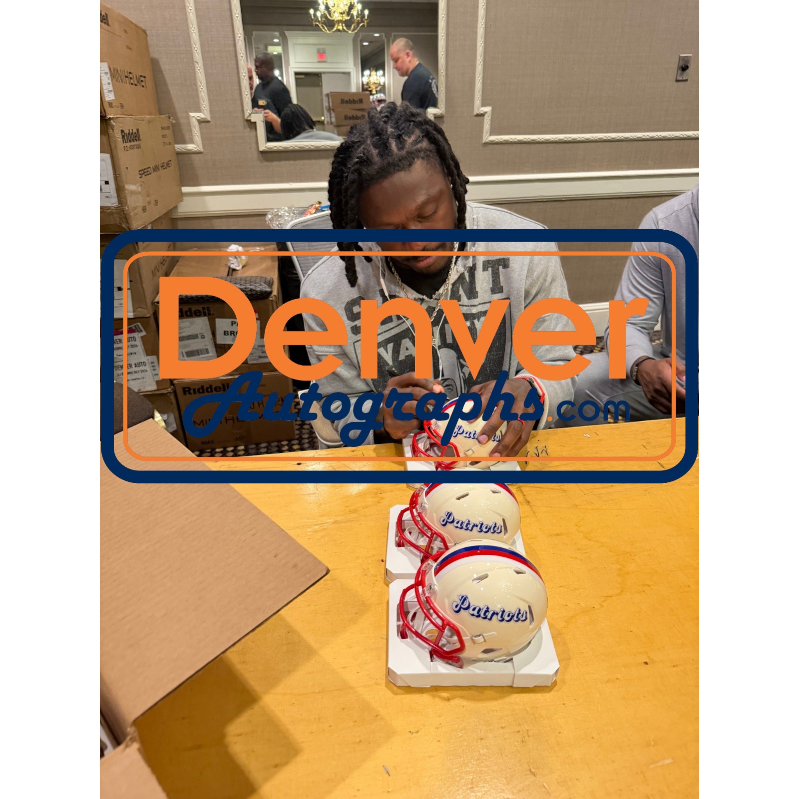 AJ Brown Signed New England Patriots Retro Mini Helmet Beckett Witnessed 57970 7 AJ Brown Signed New England Patriots Retro Mini Helmet Beckett Witnessed 57970