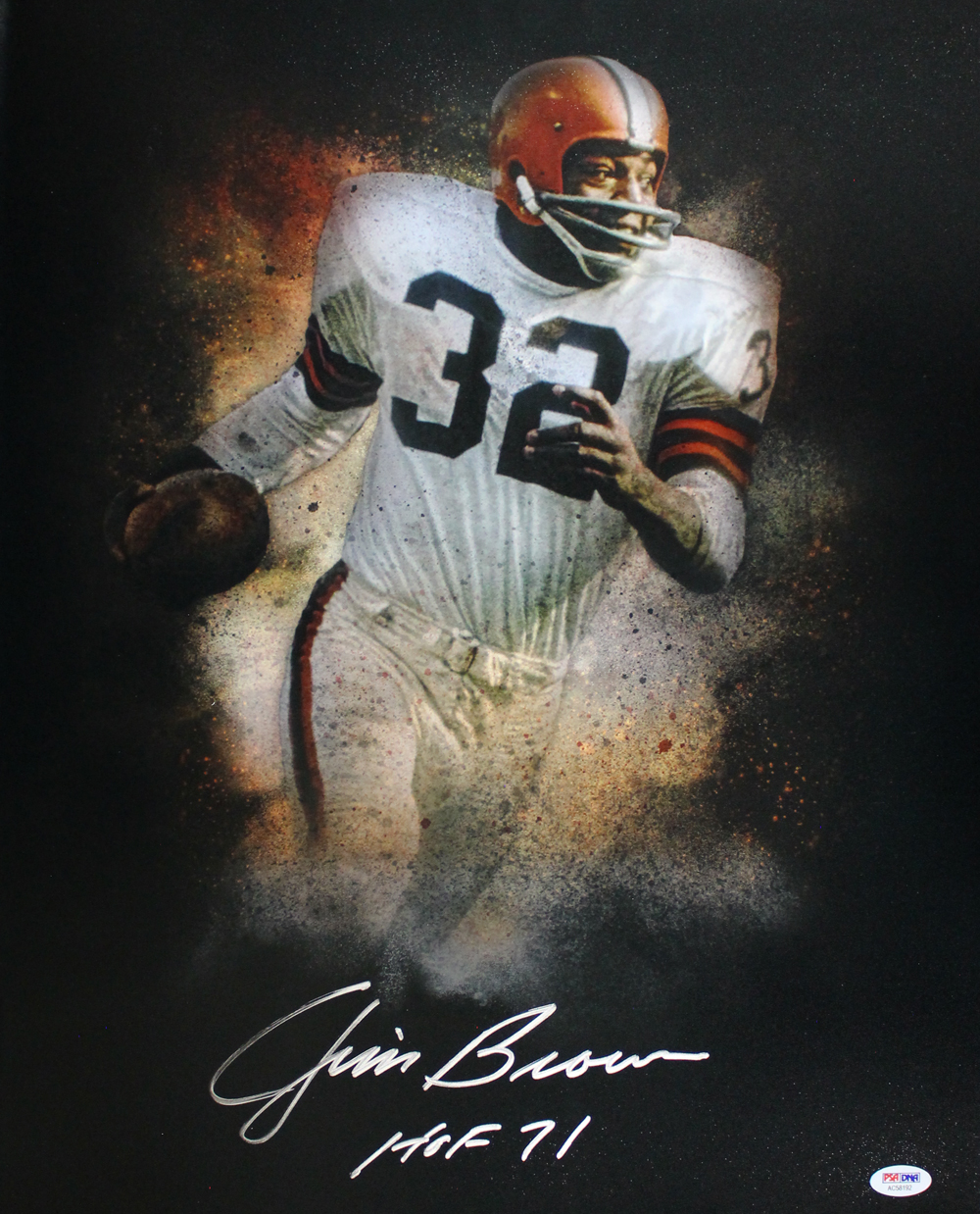 Jim Brown Autographed/Signed Cleveland Browns 16x20 Photo HOF PSA