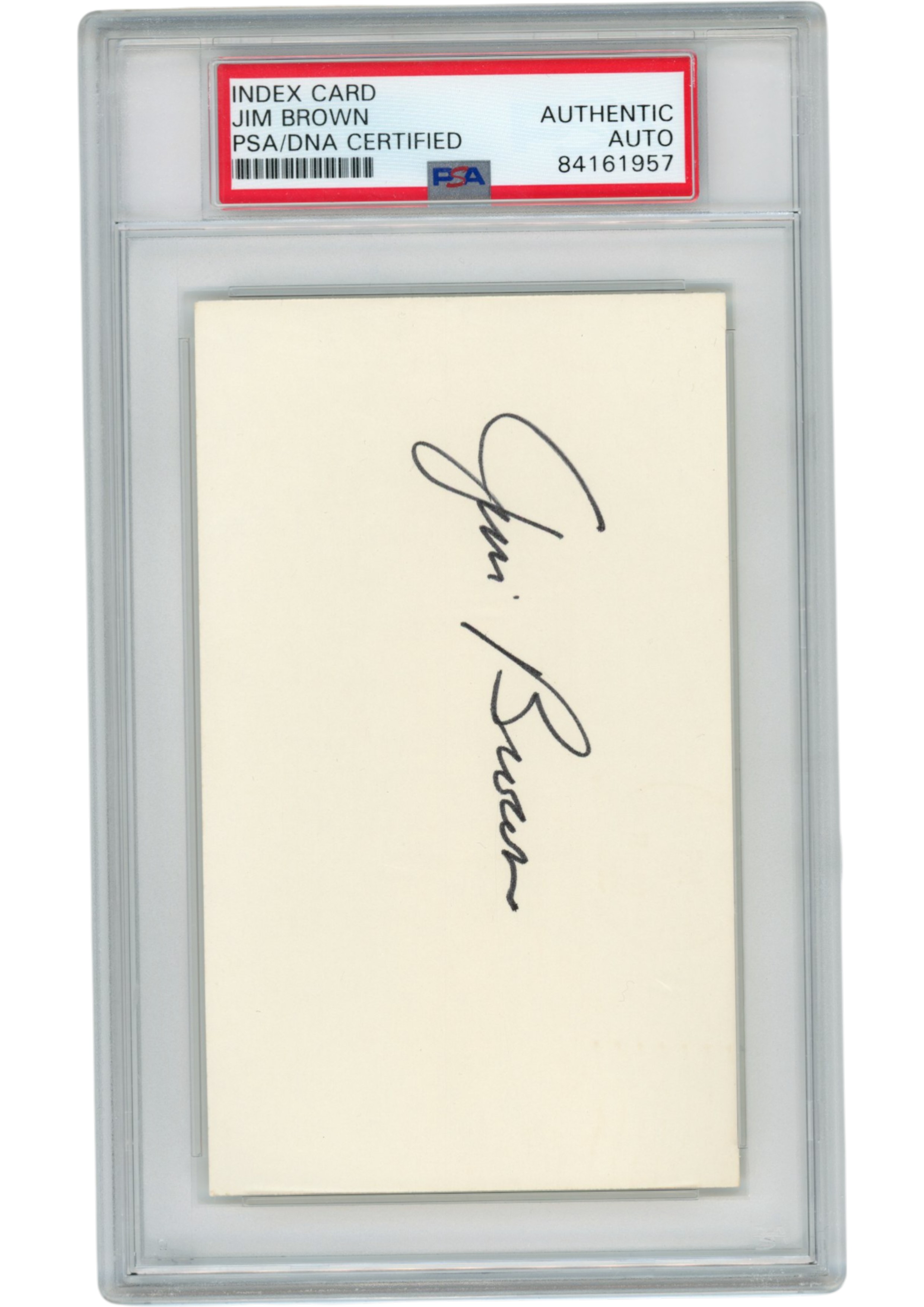 Jim Brown Autographed/Signed Cleveland Browns Index Card Slabbed PSA 54899