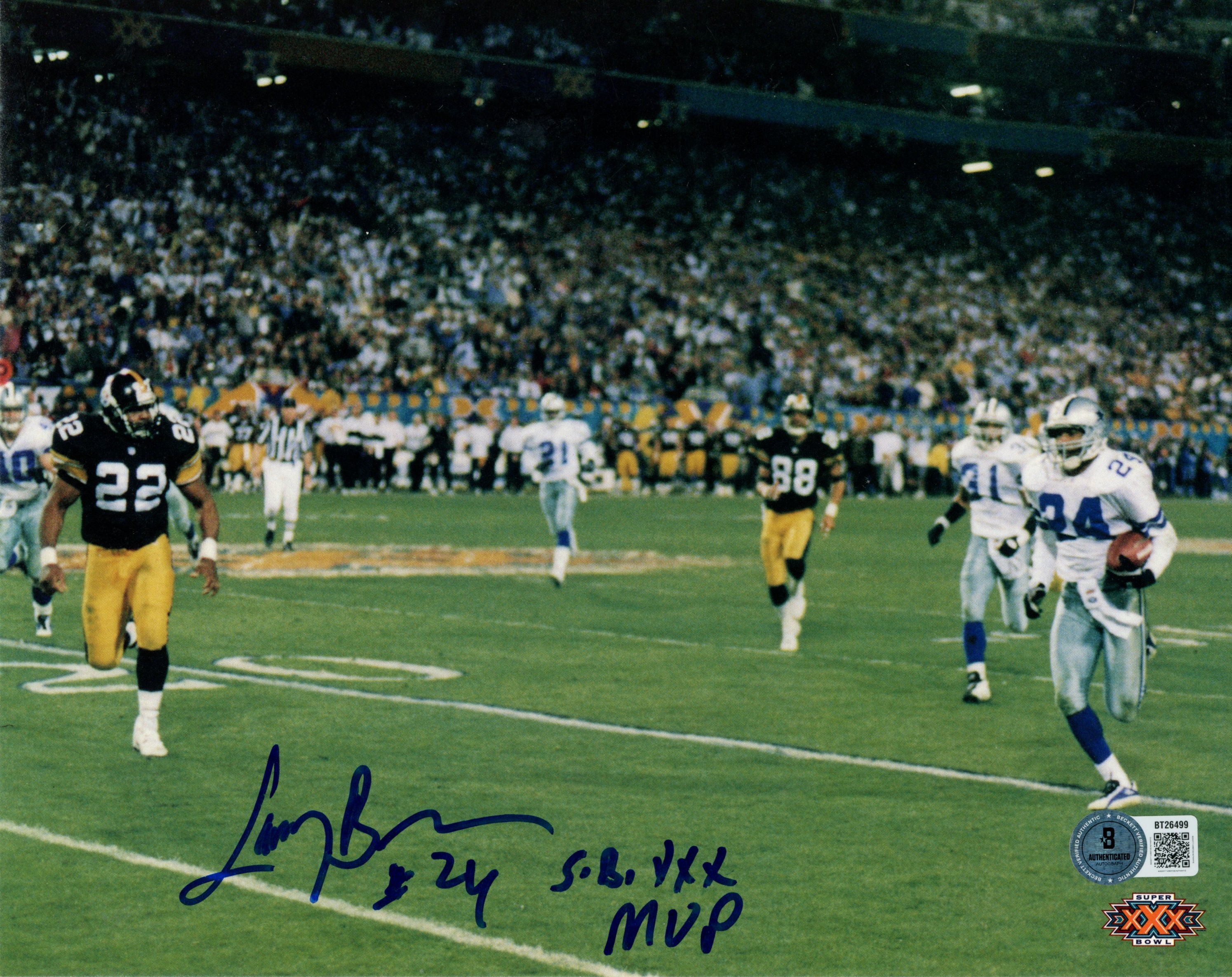Larry Brown Autographed Dallas Cowboys 8x10 Photo SBXXX Run SB MVP Beckett 56816