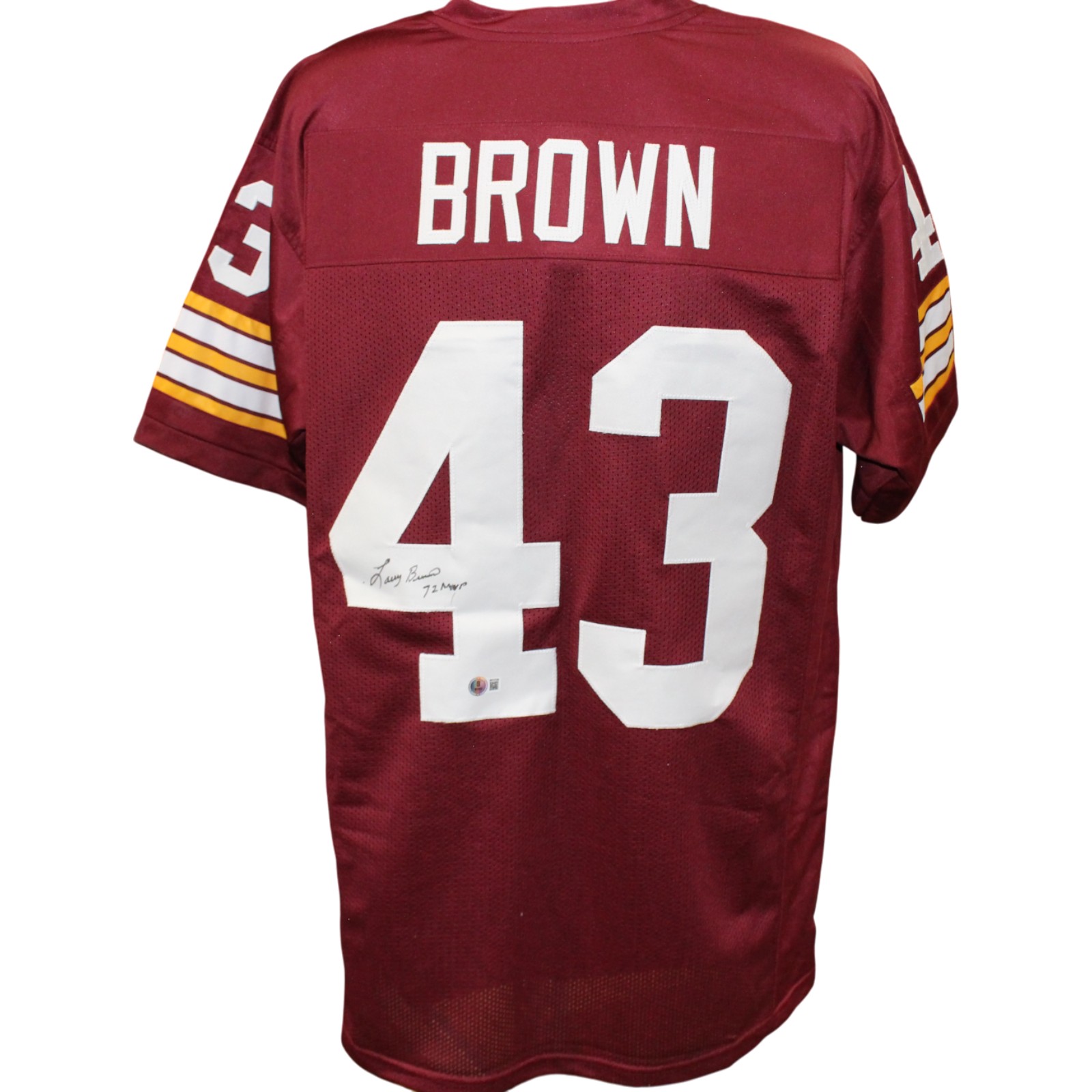 Larry Brown Autographed Pro Style XL Red Jersey 72 MVP Beckett Witness 54287