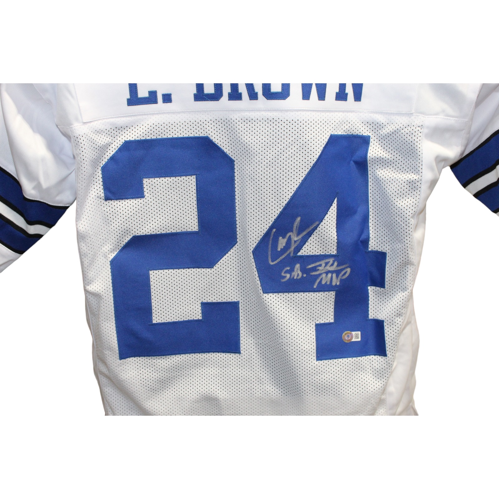 Larry Brown Autographed/Signed Pro Style White Jersey SB MVP Beckett