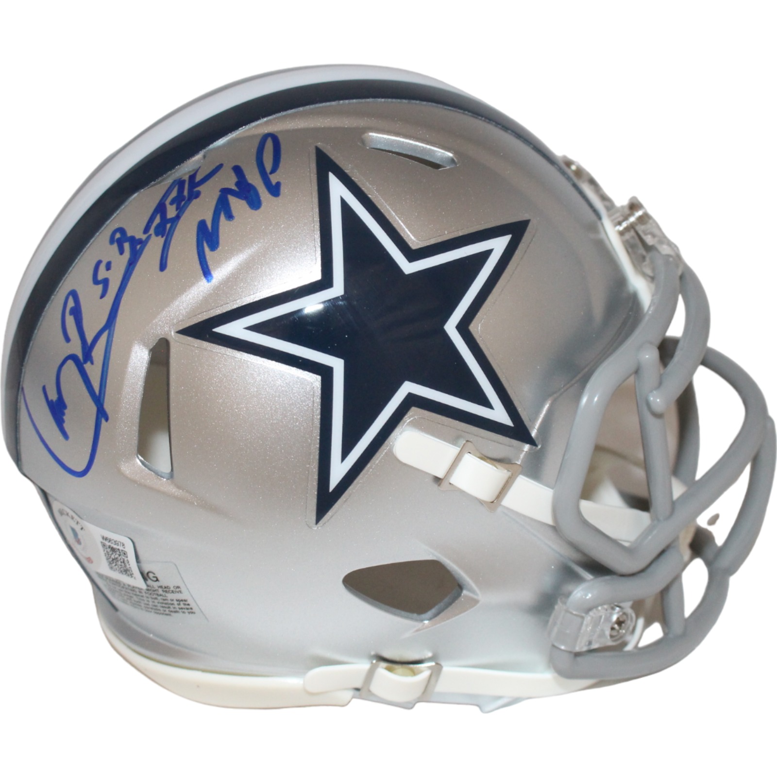 Larry Brown Signed Dallas Cowboys Mini Helmet Insc. Beckett
