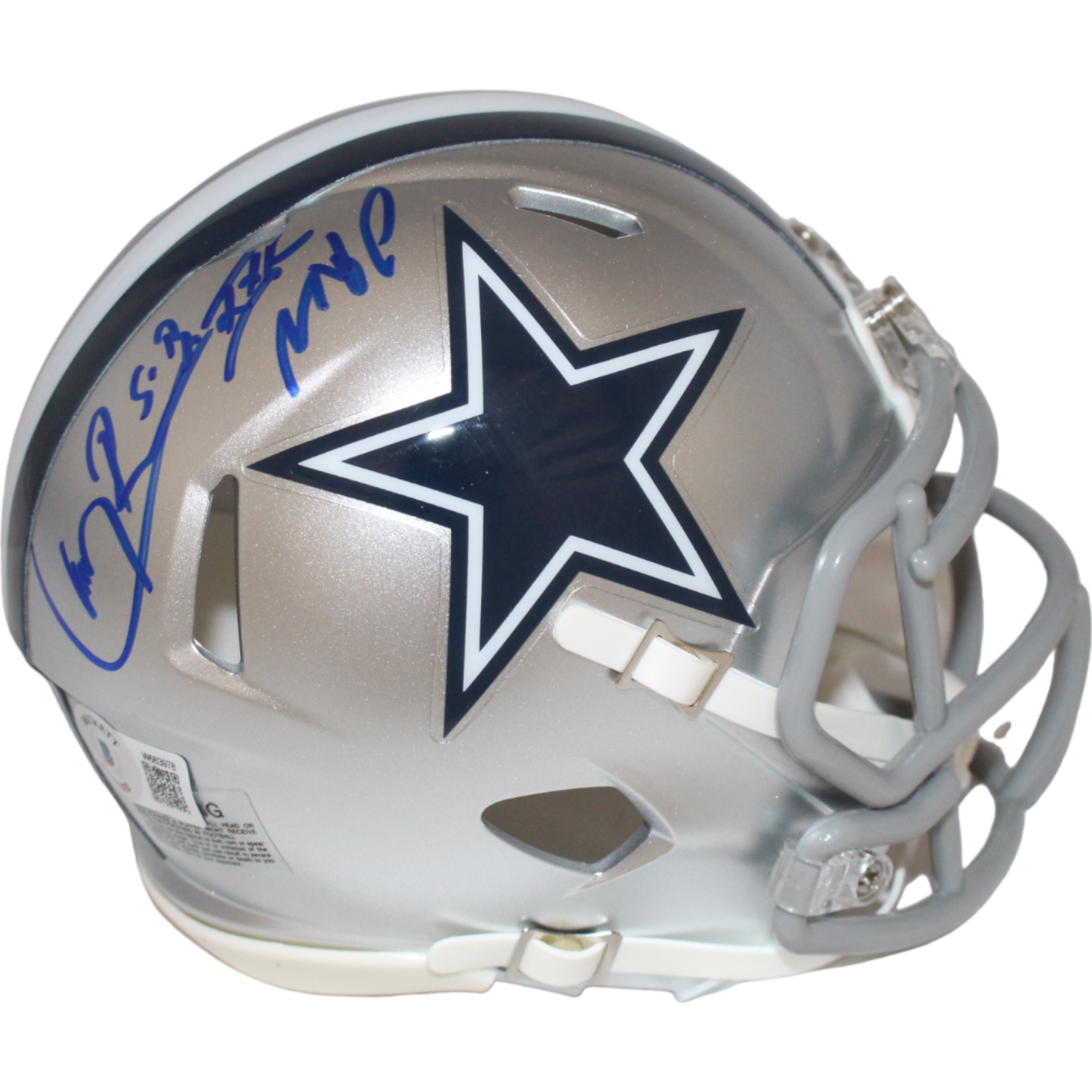 Larry Brown Signed Dallas Cowboys Mini Helmet Insc. Beckett 