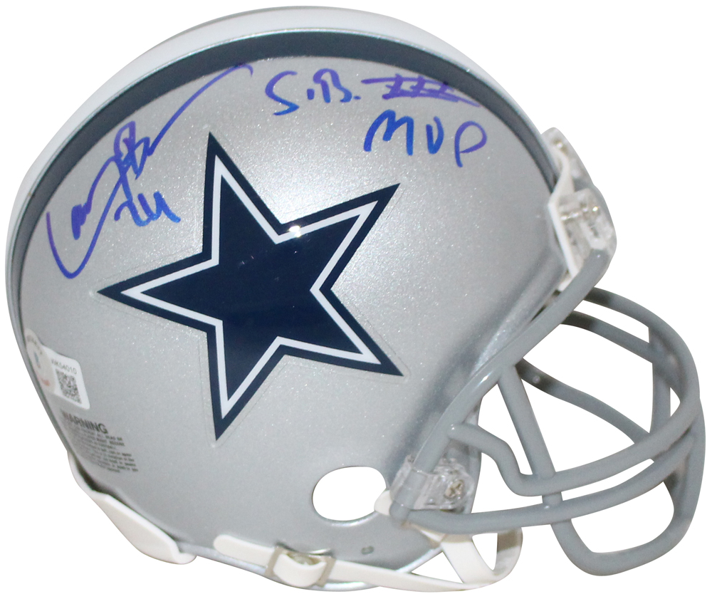 Larry Brown Autographed Dallas Cowboys Mini Helmet SB XXX MVP BAS 32536