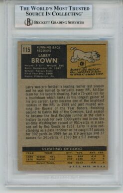 Larry Brown Autographed 1971 Topps #115 Trading Card Slab Beckett 57101