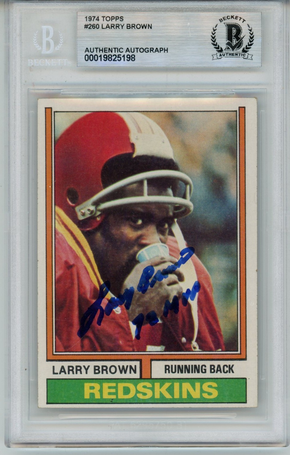 Larry Brown Autographed 1974 Topps #260 Trading Card Slab Beckett 57117