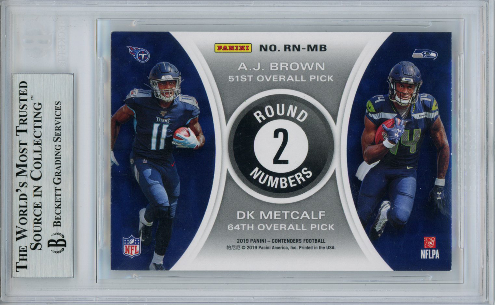 AJ Brown & DK Metcalf Signed 2019 Rookie Contenders #14 Card BAS Slab