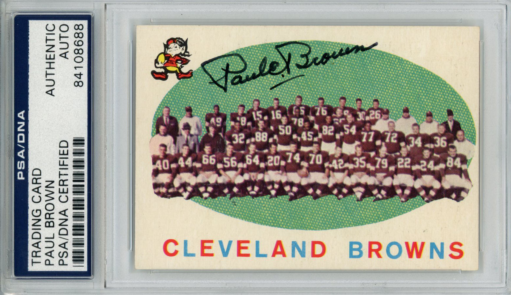 Paul Brown Signed 1959 Cleveland Browns Checklist #161 Card PSA Slab