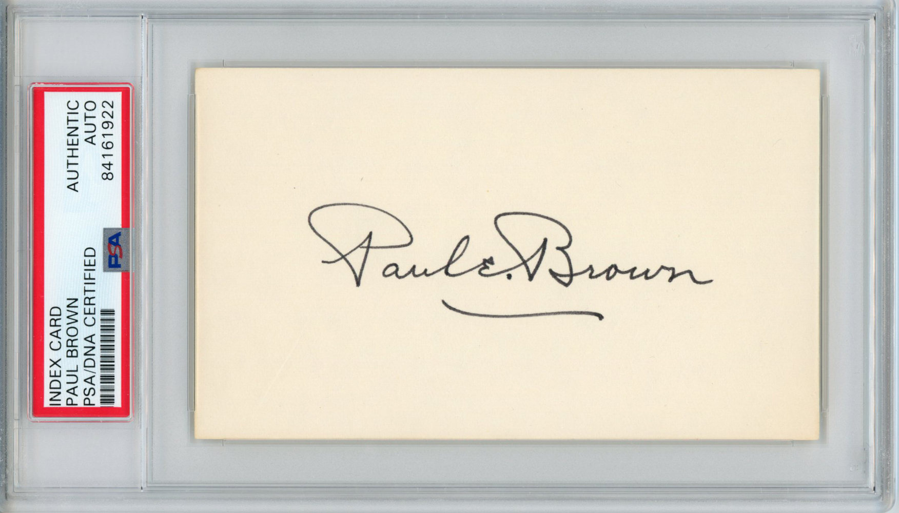 Paul Brown Autographed/Signed Cleveland Browns Index Card PSA Slab 32909