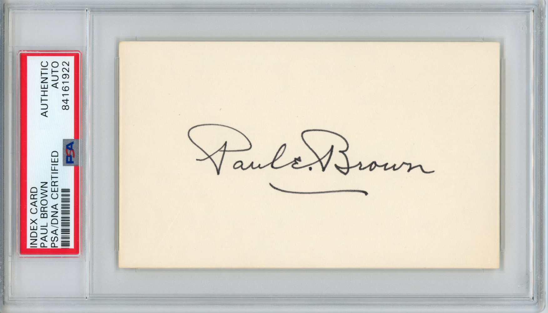 Paul Brown Autographed/Signed Cleveland Browns Index Card PSA Slab