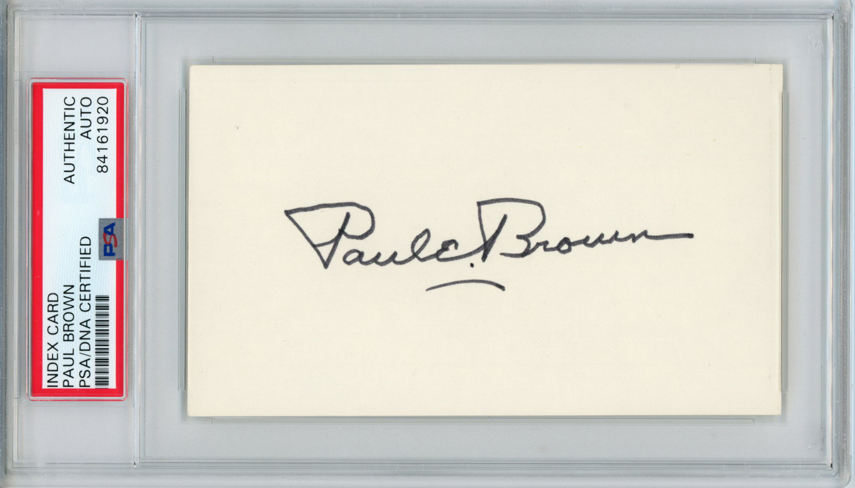Paul Brown Autographed/Signed Cleveland Browns Index Card PSA Slab