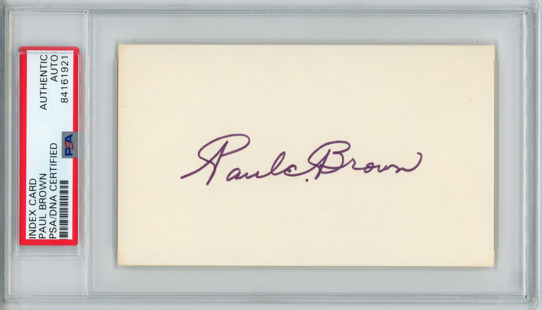 Paul Brown Autographed/Signed Cleveland Browns Index Card PSA Slab 32911