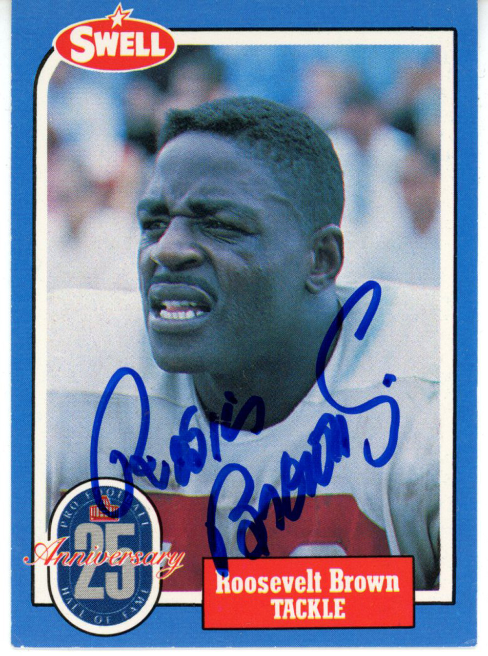 Roosevelt Brown Autographed/Signed New York Giants 1988 Swell HOF Card