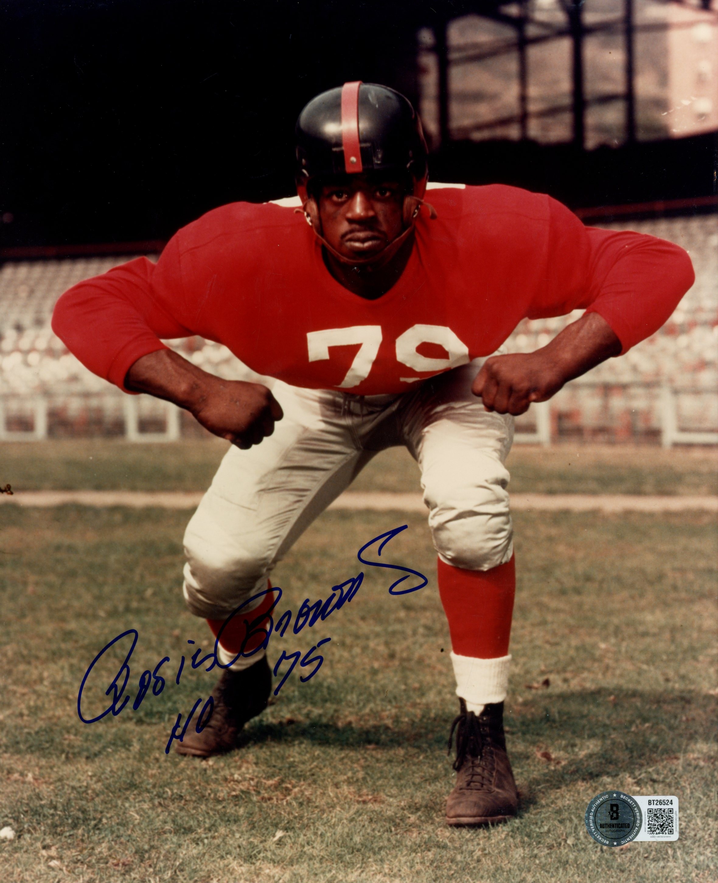 Rosie Brown Autographed New York Giants 8x10 Photo HOF Beckett 56791