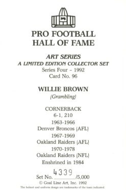 Willie Brown Oakland Raiders Goal Line Art Card Series 4 No. 96 LE /5000 58045