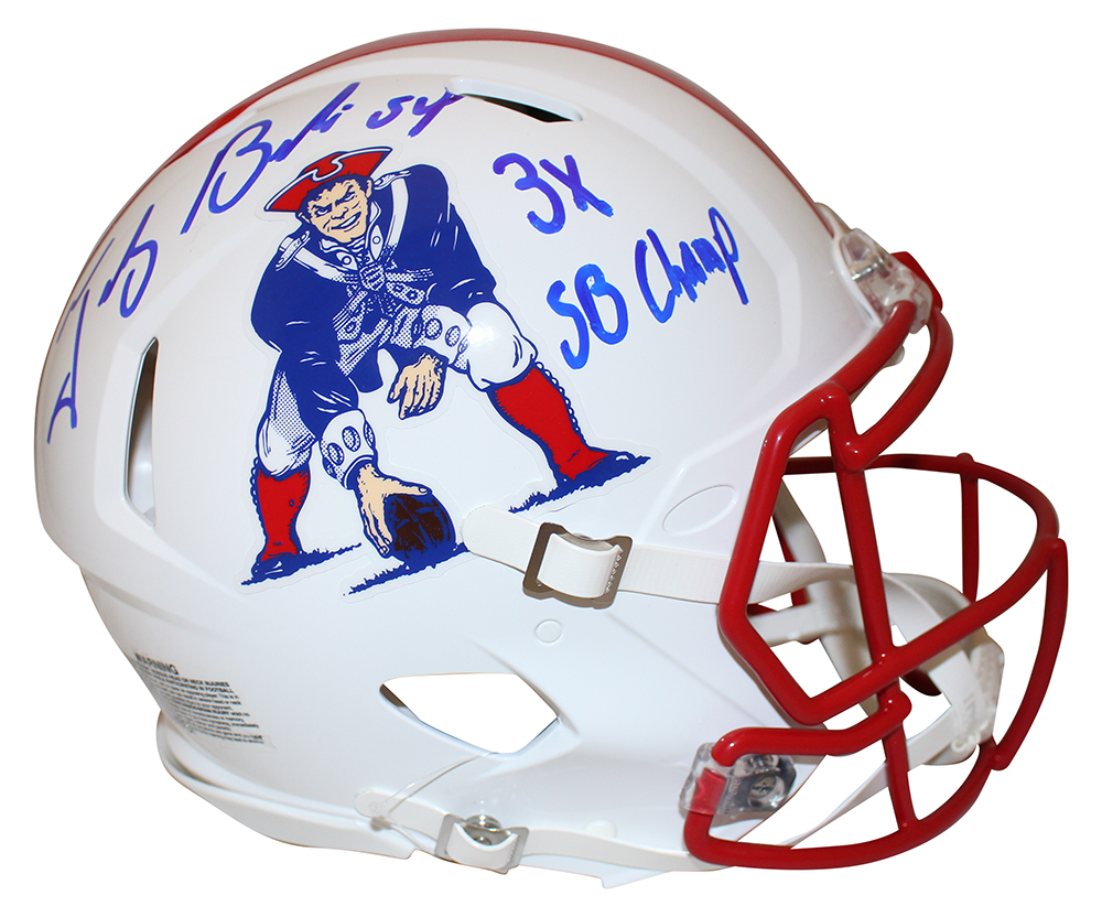 Tedy Bruschi Signed New England Patriots Authentic 90-92 Speed Helmet BAS