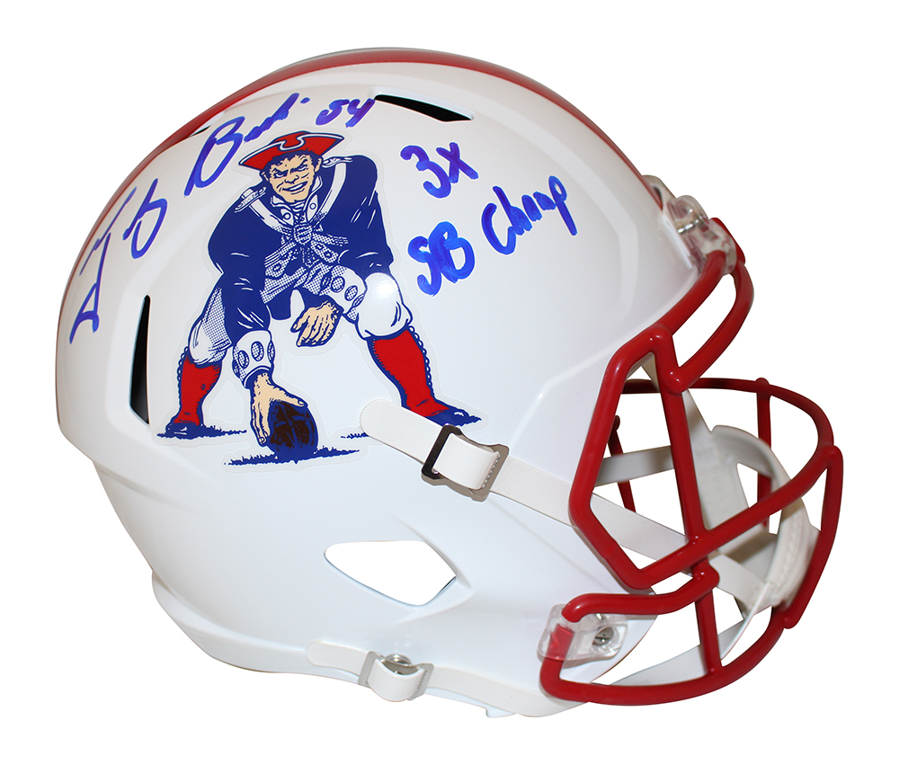 Tedy Bruschi Signed New England Patriots F/S 90-92 Speed Helmet Beckett