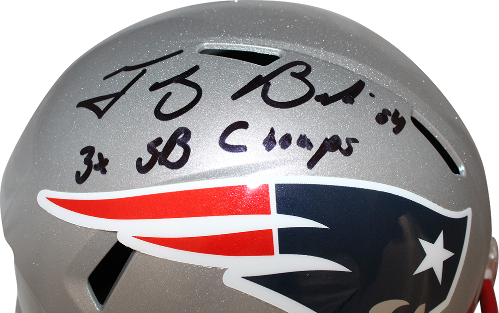 Tedy Bruschi Signed New England Patriots F/S Helmet Insc. Beckett