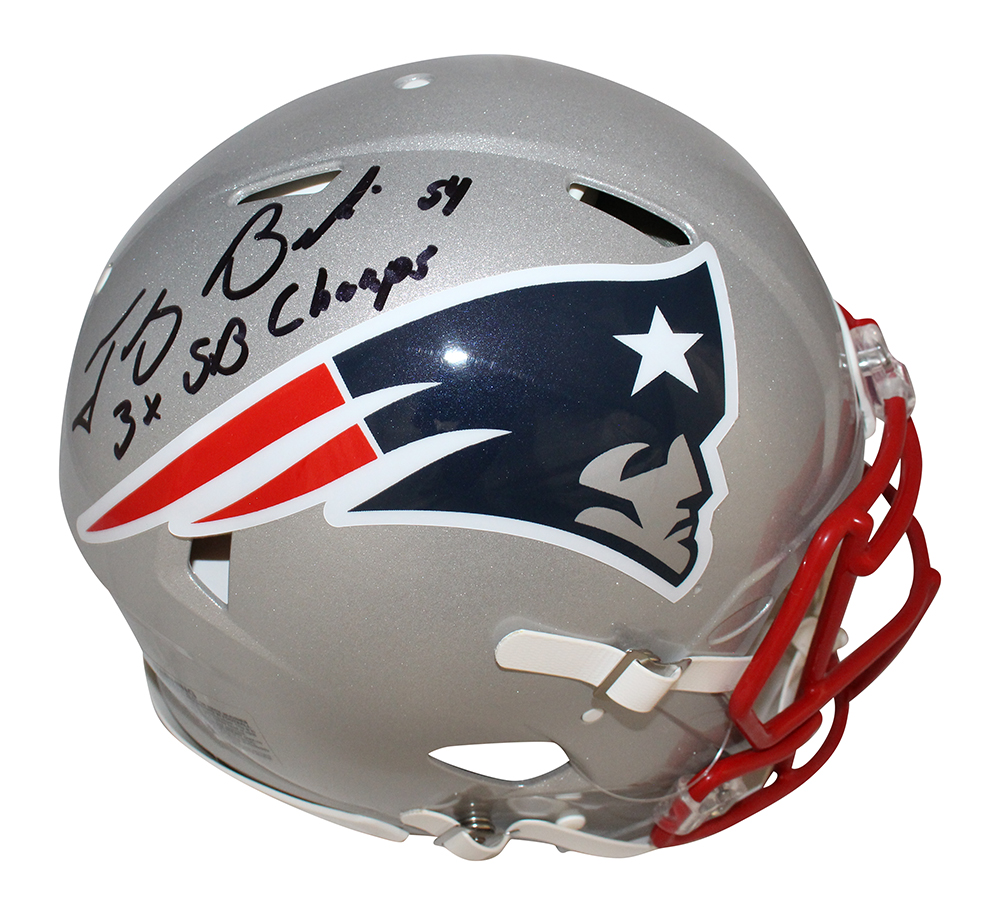 Tedy Bruschi Signed New England Patriots Authentic Helmet Insc Beckett