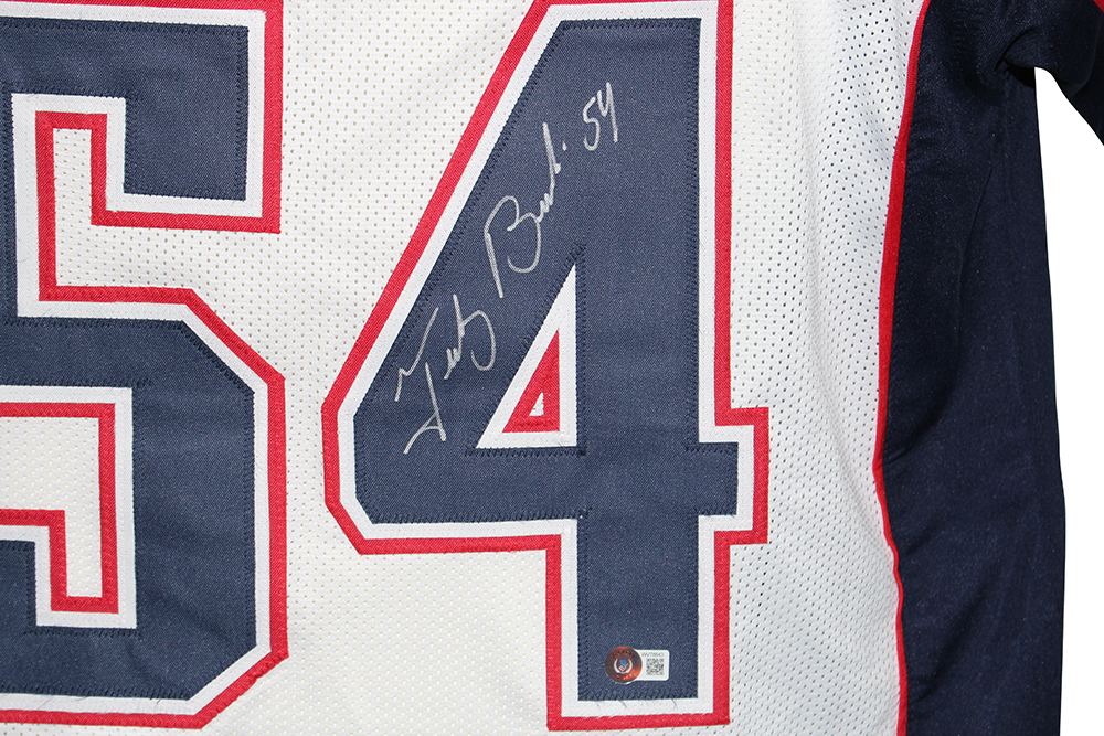 Tedy Bruschi Autographed/Signed Pro Style White XL Jersey Beckett