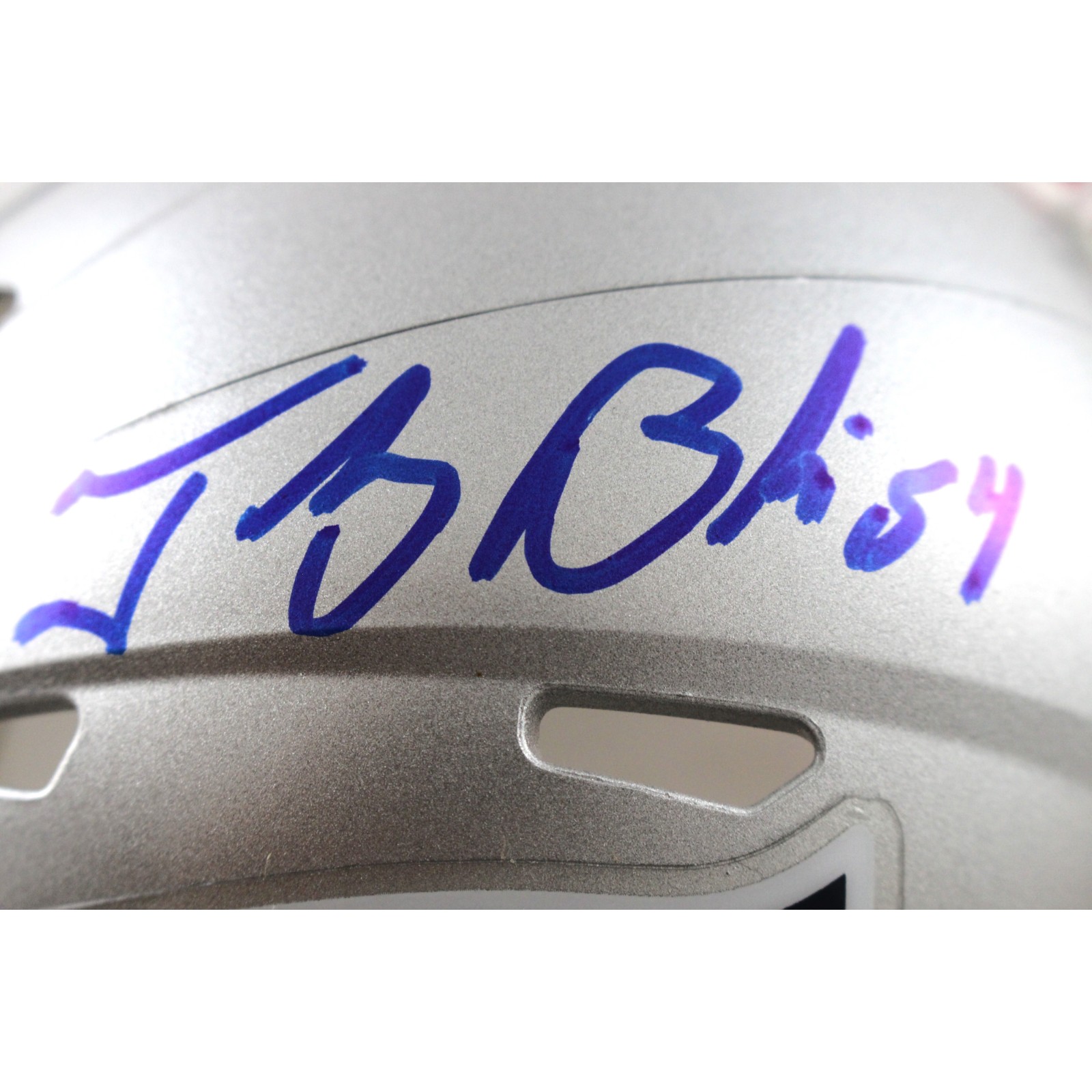 Tedy Bruschi Autographed New England Patriots Mini Helmet Beckett Witness 51640