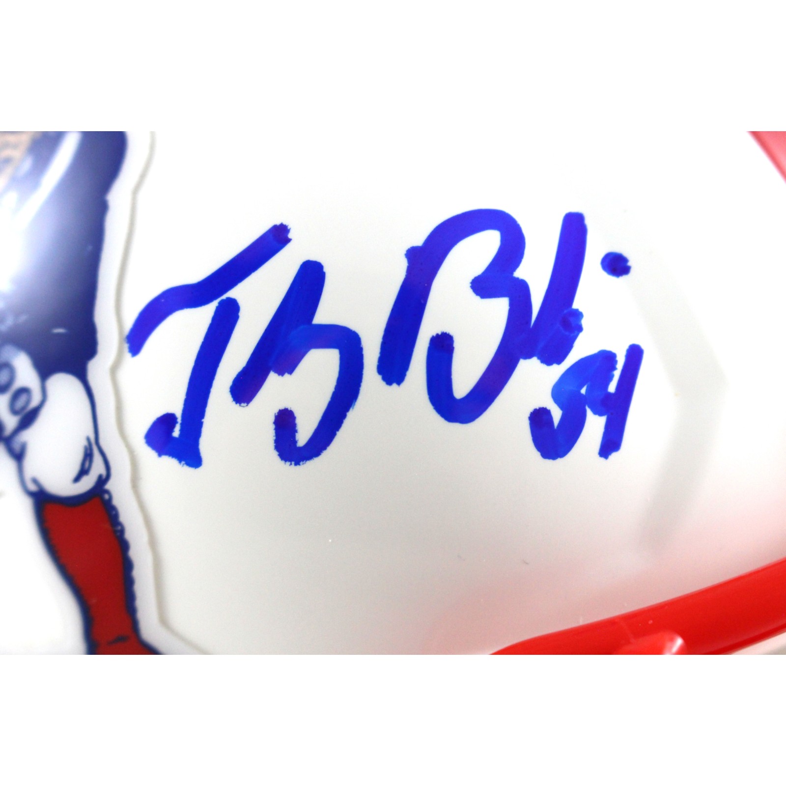 Tedy Bruschi Signed New England Patriots TB Mini Helmet Beckett Witness 51652