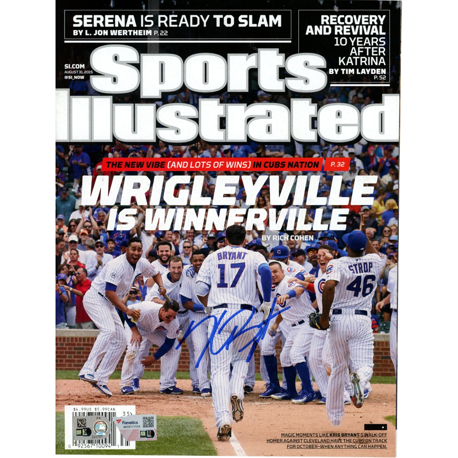 Kris Bryant Autographed Chiago Cubs Sports Illustrated 2015 Fanatics 53857 1 Kris Bryant Autographed Chiago Cubs Sports Illustrated 2015 Fanatics 53857