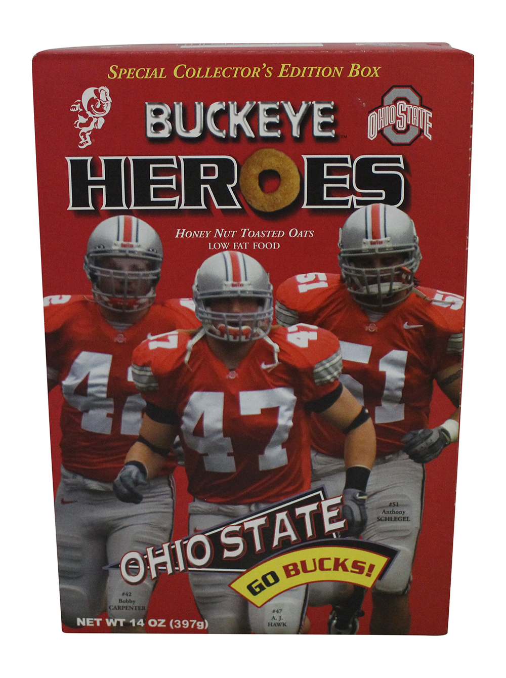 Buckeye Heroes Cereal Box Unopened AJ Hawk Anthony Schlegel & Carpenter 32010