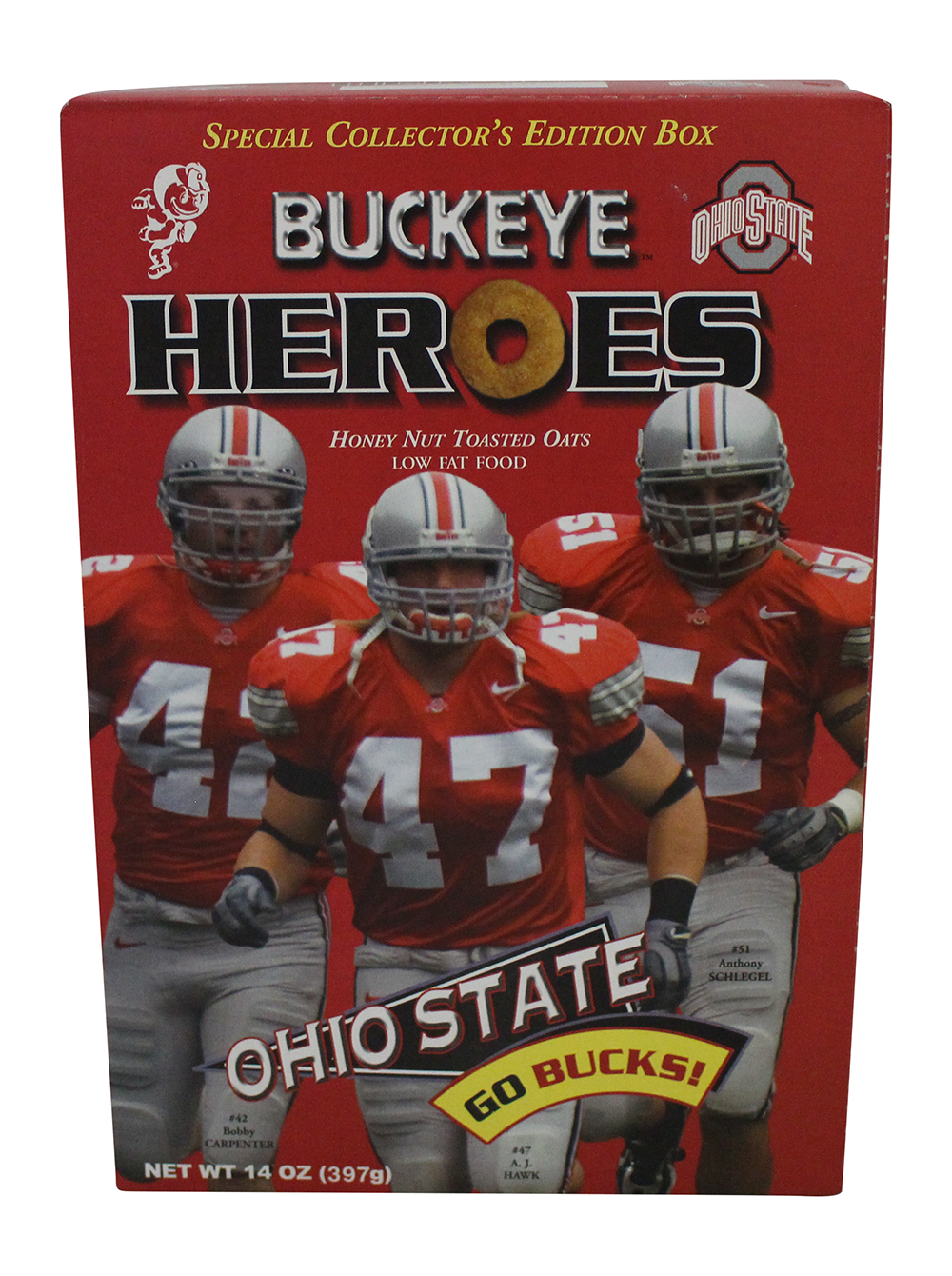 Buckeye Heroes Cereal Box Unopened AJ Hawk Anthony Schlegel & Carpenter